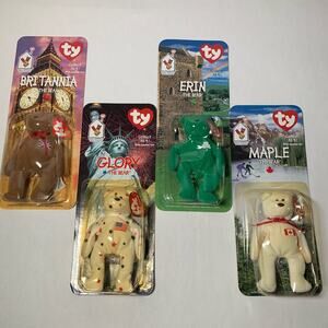 Lot of 4 1999 McDonald's Teenie Beanie Babies International Bears NIP